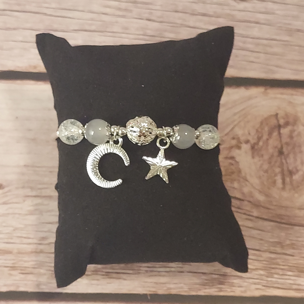 Silver Moon and Star Charm Bracelet